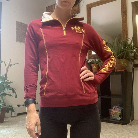 Iowa State ISU 1/4 Zip (M) Women's Top - Red Cyclones Thumb Holes Athletic Sport - Picture 1 of 10